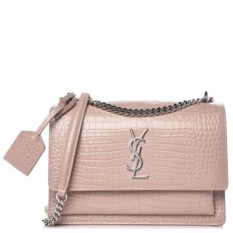 ysl sunset crocodile pink|ysl sunset bag review.